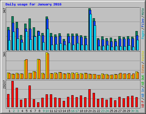 Daily usage for January 2016