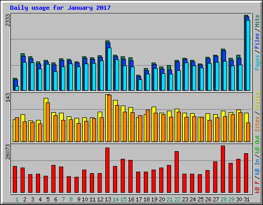 Daily usage for January 2017