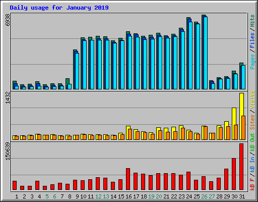 Daily usage for January 2019