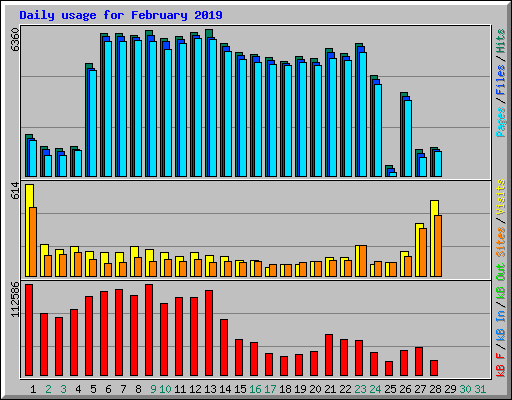 Daily usage for February 2019