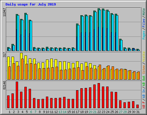 Daily usage for July 2019