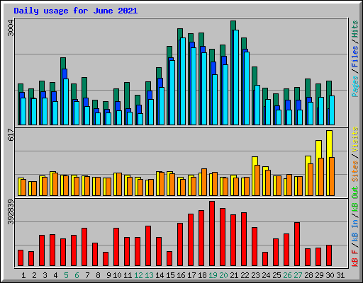 Daily usage for June 2021