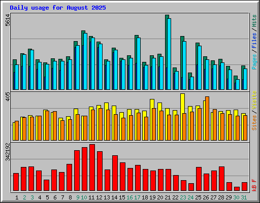 Daily usage for August 2025