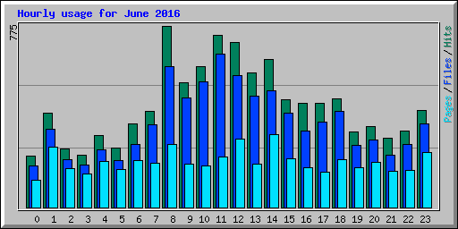 Hourly usage for June 2016