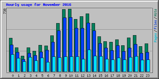 Hourly usage for November 2016