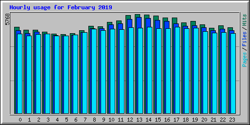 Hourly usage for February 2019